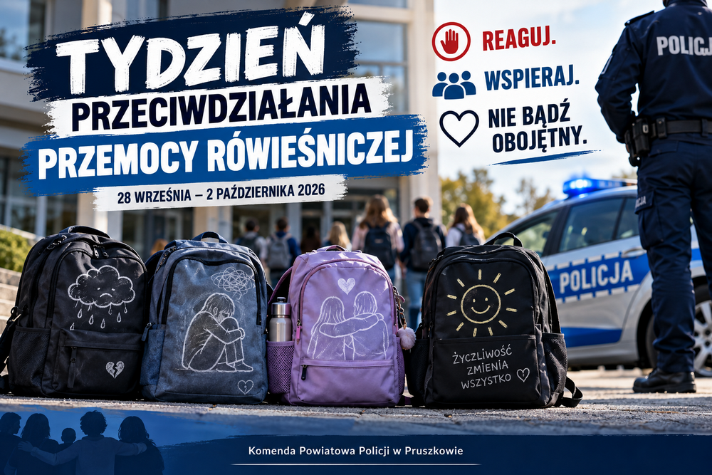 Spotkanie policji z uczniami SP nr 9 w Pruszkowie o przemocy rówieśniczej